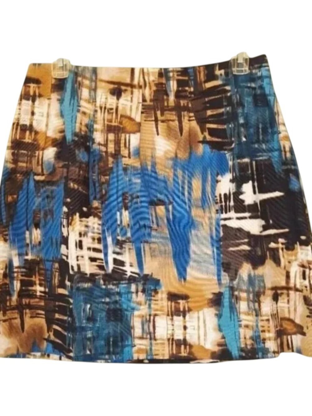 The Limited Abstract Geometric Print Pencil Skirt Blue Brown Sz 12 Artsy Career